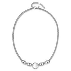 Sterling Silver Rh-plt Polish 2-strand Fancy w/1.75in ext Necklace