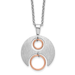 Sterling Silver Rhodium-Plated/Rose gold-plat Polish/Brush w/1in ext. Necklace