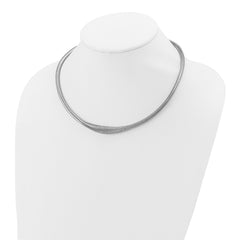 Sterling Silver Rhodium-plated Polished/Grooved Flexible Necklace