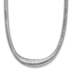 Sterling Silver Rhodium-plated Polished/Grooved Flexible Necklace
