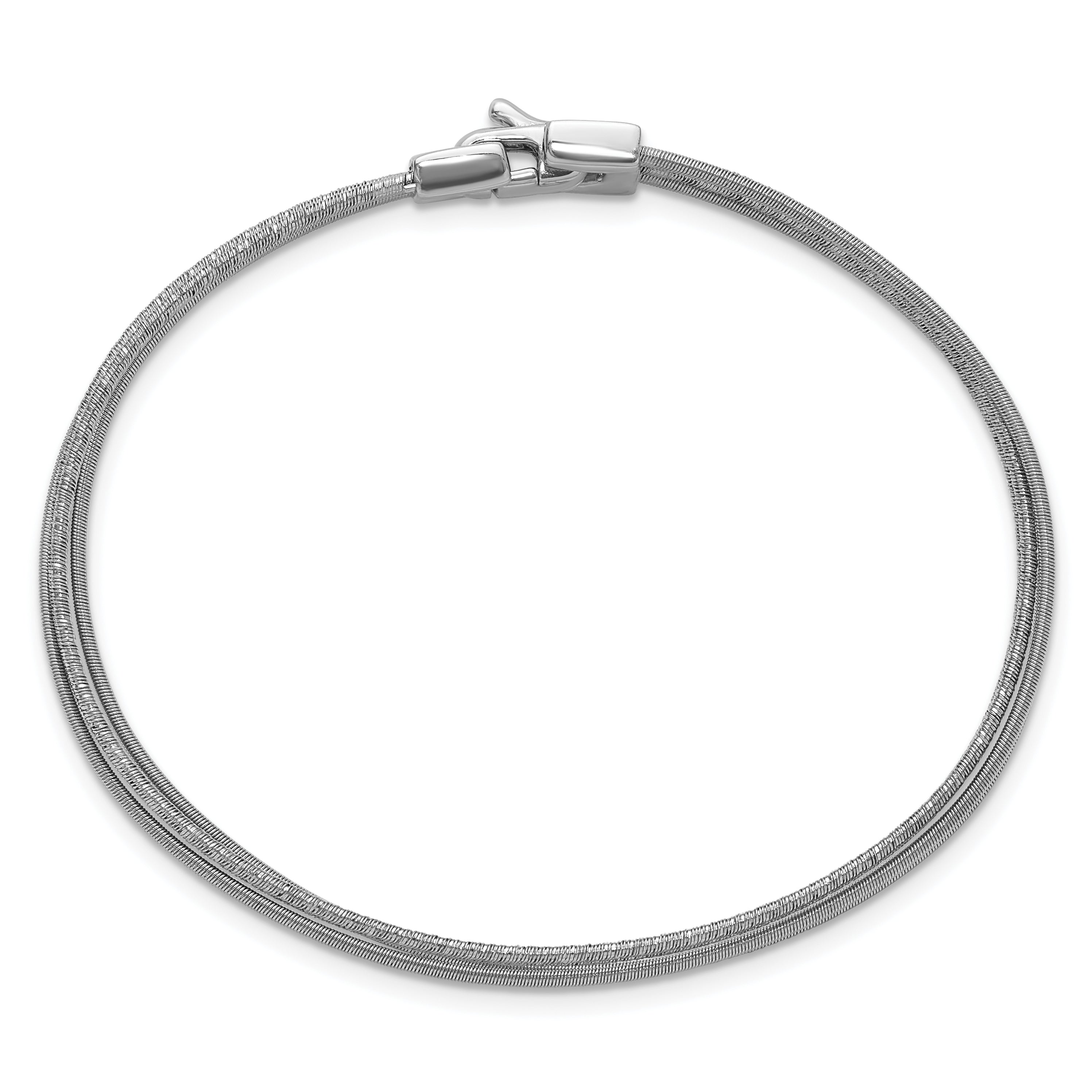 Sterling Silver Rhodium-plated Polished/Brushed Buckle Bangle Secondary image