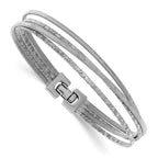 Sterling Silver Rhodium-plated Polished/Brushed Buckle Bangle