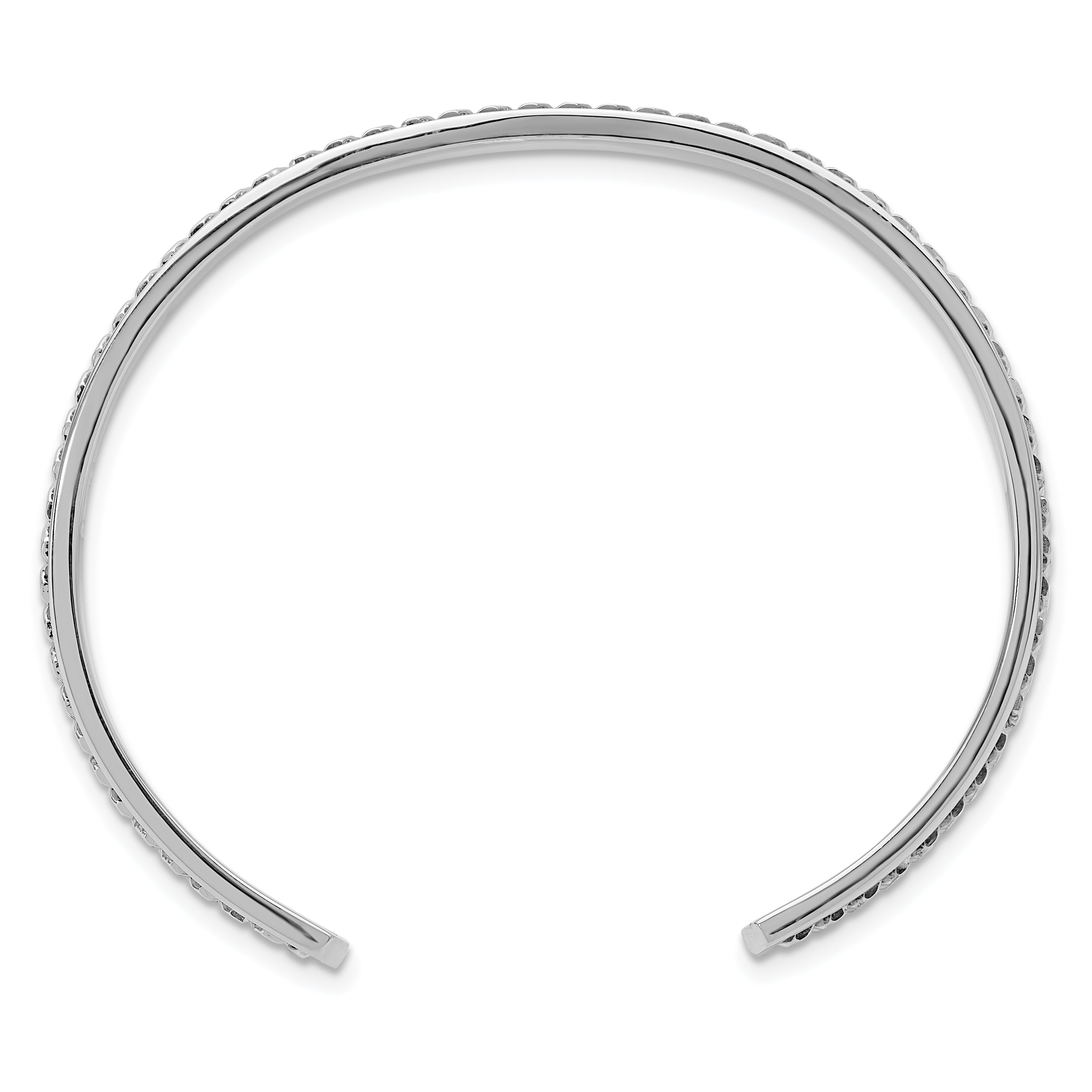 Sterling Silver Rhodium-plated Polished Curb Link Cuff Bangle Secondary image