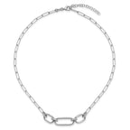 Sterling Silver Rh-plated Polished CZ with 2in ext. Necklace
