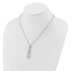 Cubic Zirconia Necklace in Sterling Silver, Textured Adjustable, 16 Inch - Sophia Jewelers