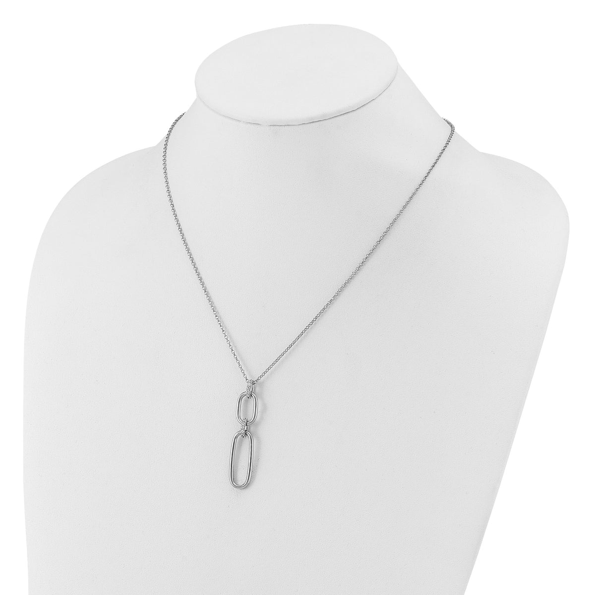 Cubic Zirconia Necklace in Sterling Silver, Textured Adjustable, 16 Inch - Sophia Jewelers