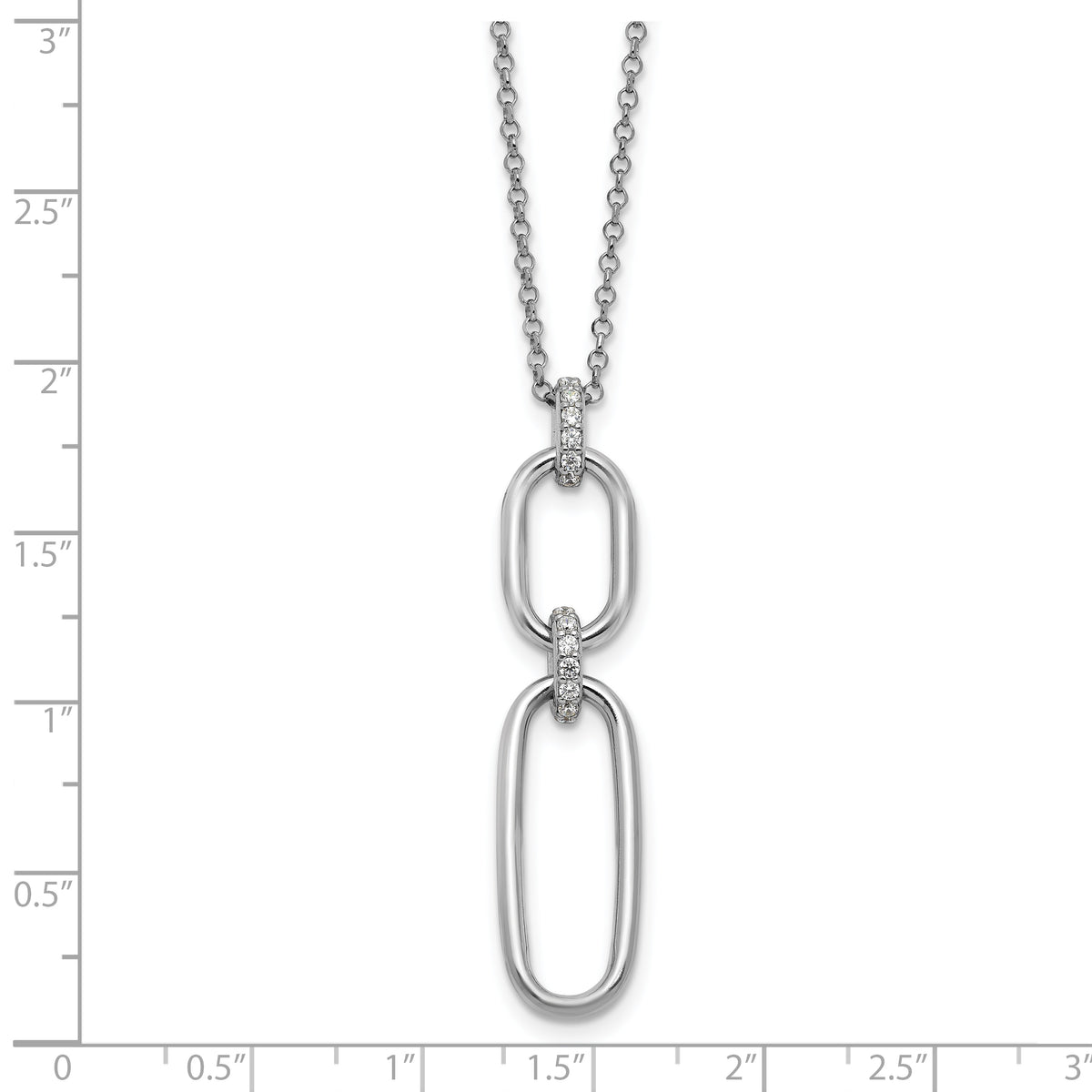 Cubic Zirconia Necklace in Sterling Silver, Textured Adjustable, 16 Inch - Sophia Jewelers