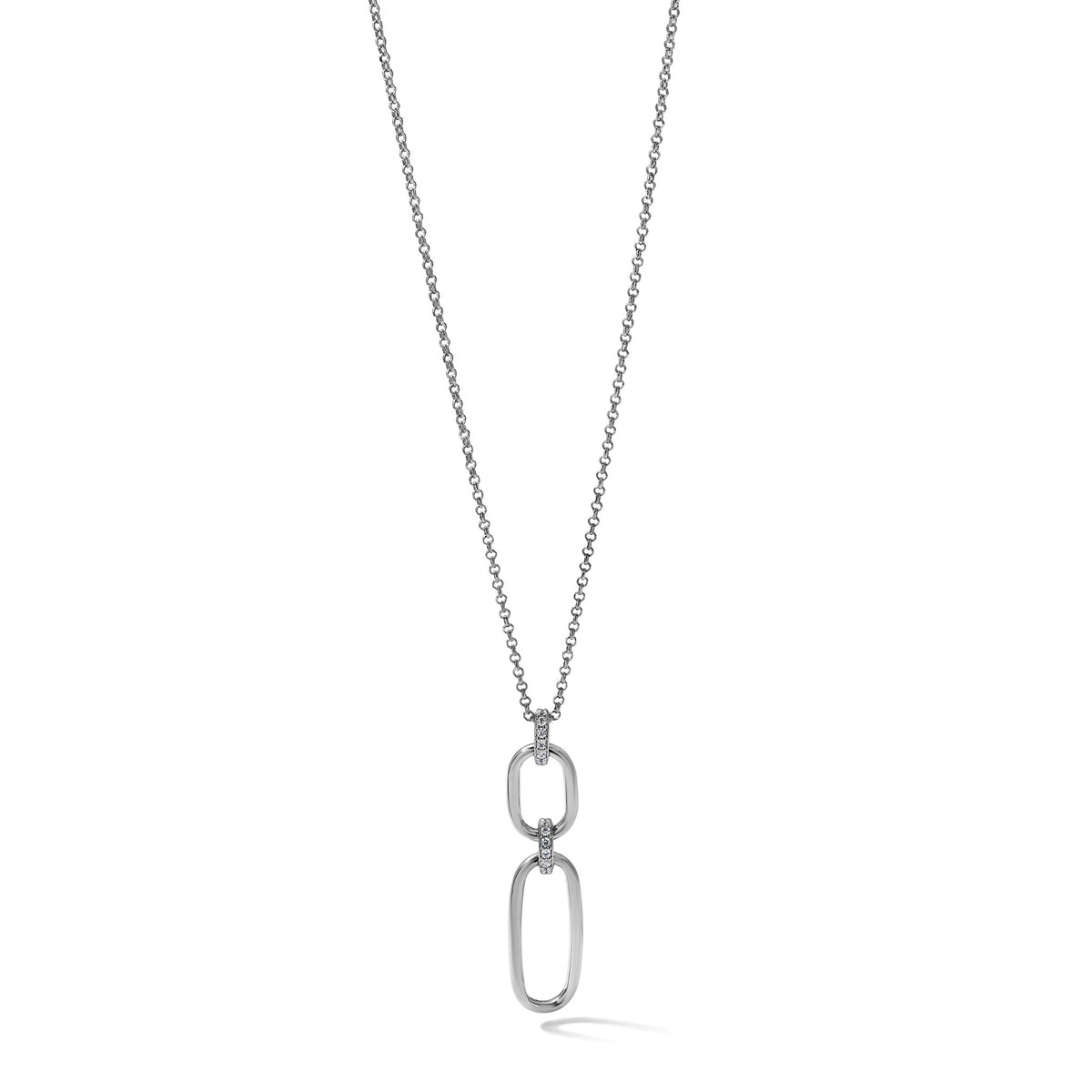 Cubic Zirconia Necklace in Sterling Silver, Textured Adjustable, 16 Inch - Sophia Jewelers