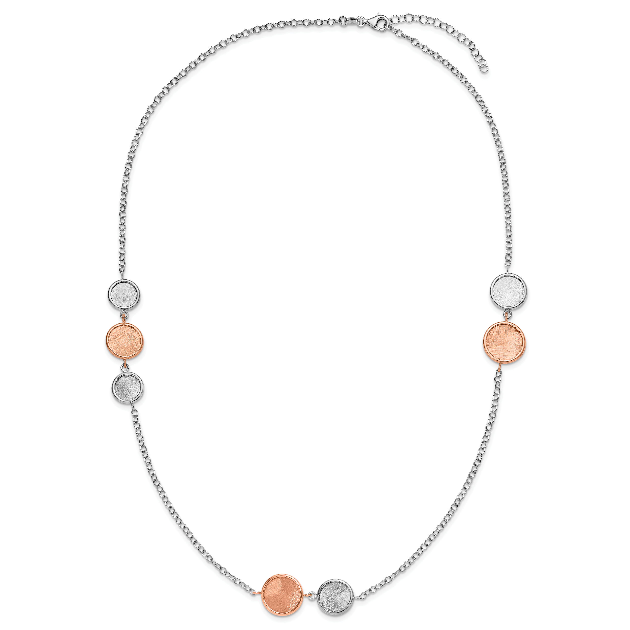 SS Rh-pl/Rose-tone Radiant Essence Polish/Scratch w/2in ext Neckla