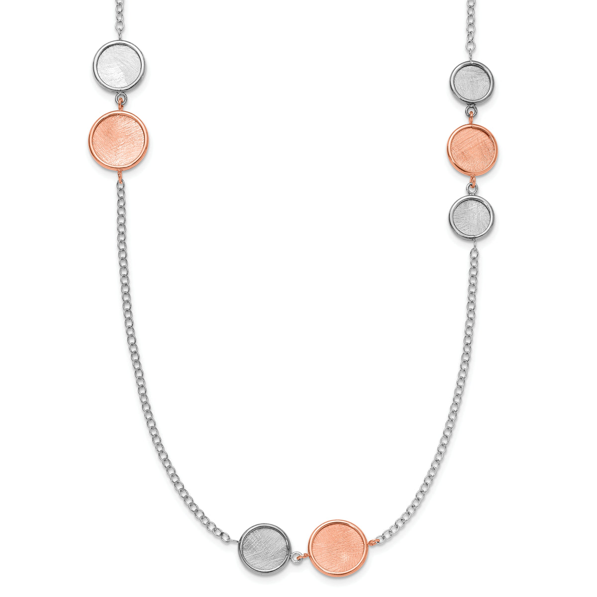 SS Rh-pl/Rose-tone Radiant Essence Polish/Scratch w/2in ext Neckla