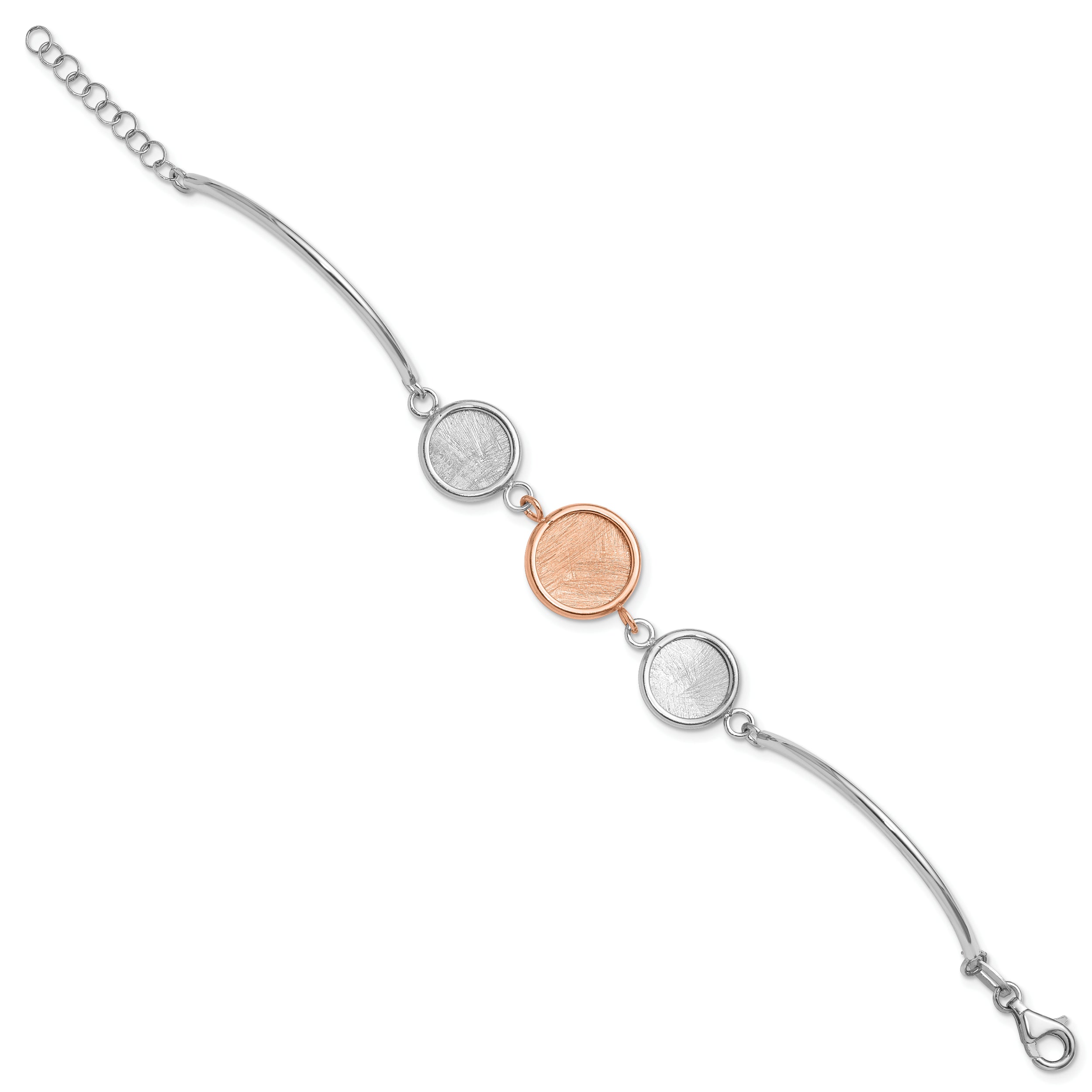 SS Rh-plat/Rose-tone Radiant Essence Polished/Scratch Bracelet