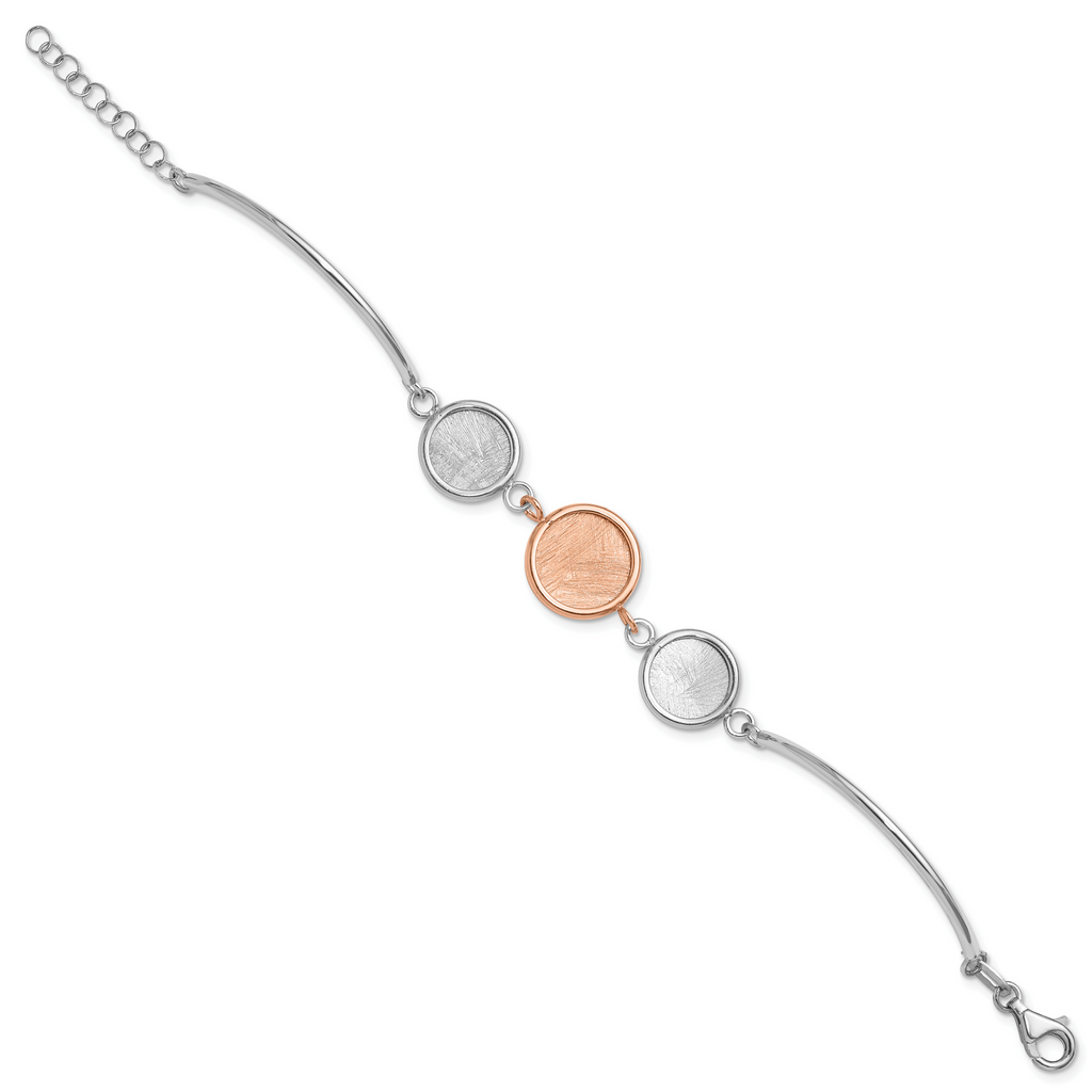 SS Rh-plat/Rose-tone Radiant Essence Polished/Scratch Bracelet