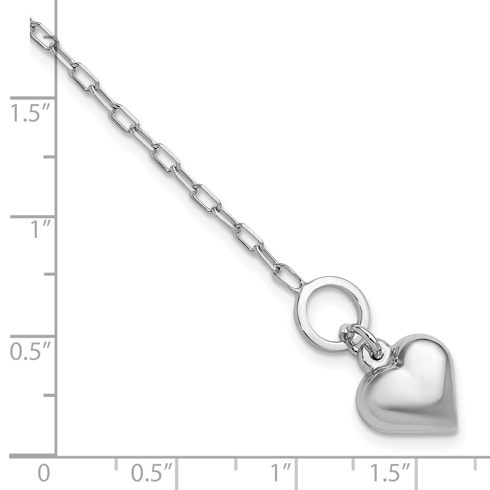 Sterling Silver Rhodium-plated Polished Heart Toggle Bracelet