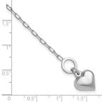 Sterling Silver Rhodium-plated Polished Heart Toggle Bracelet