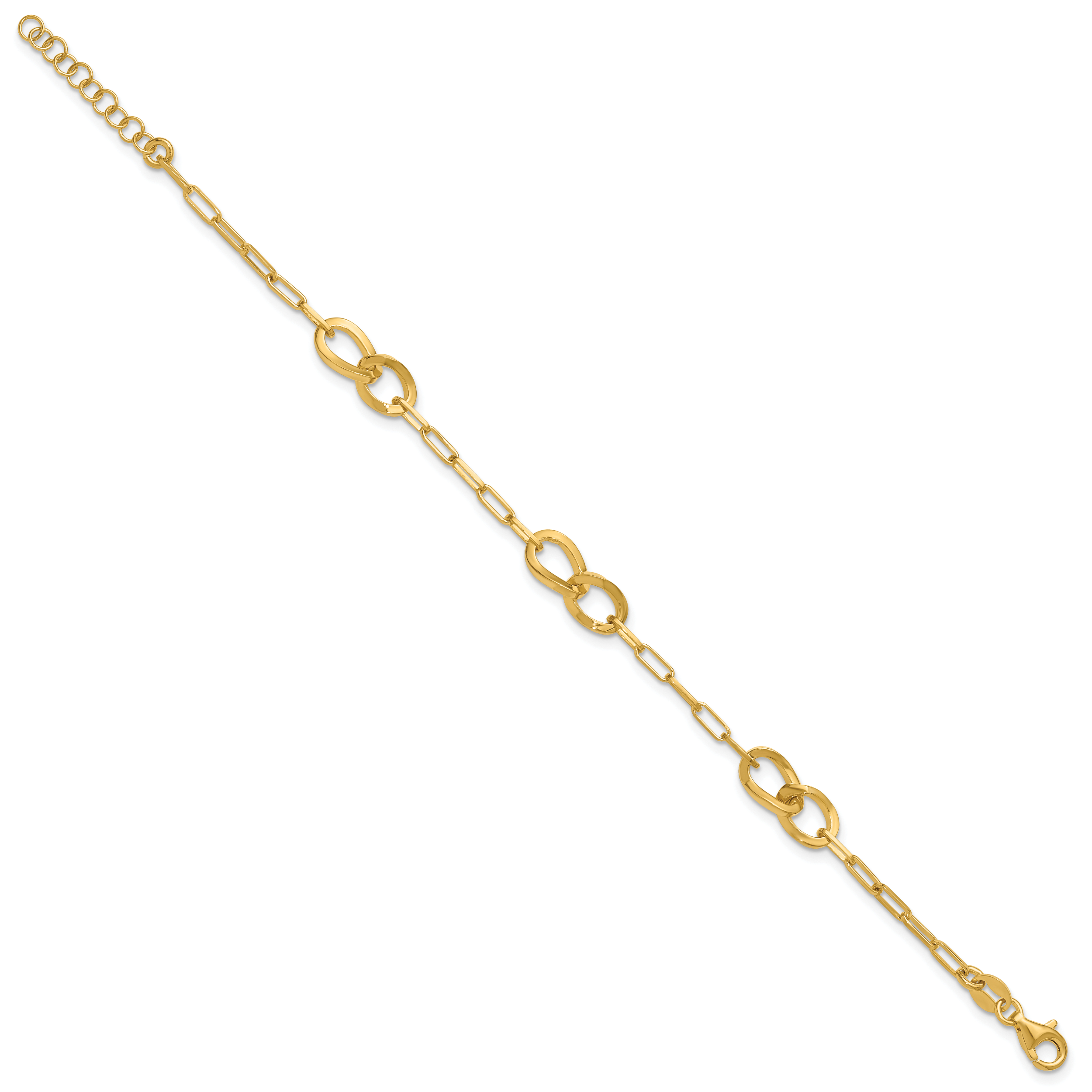 Sterling Silver Gold-plated Fancy Link with 1in ext. Bracelet Secondary image