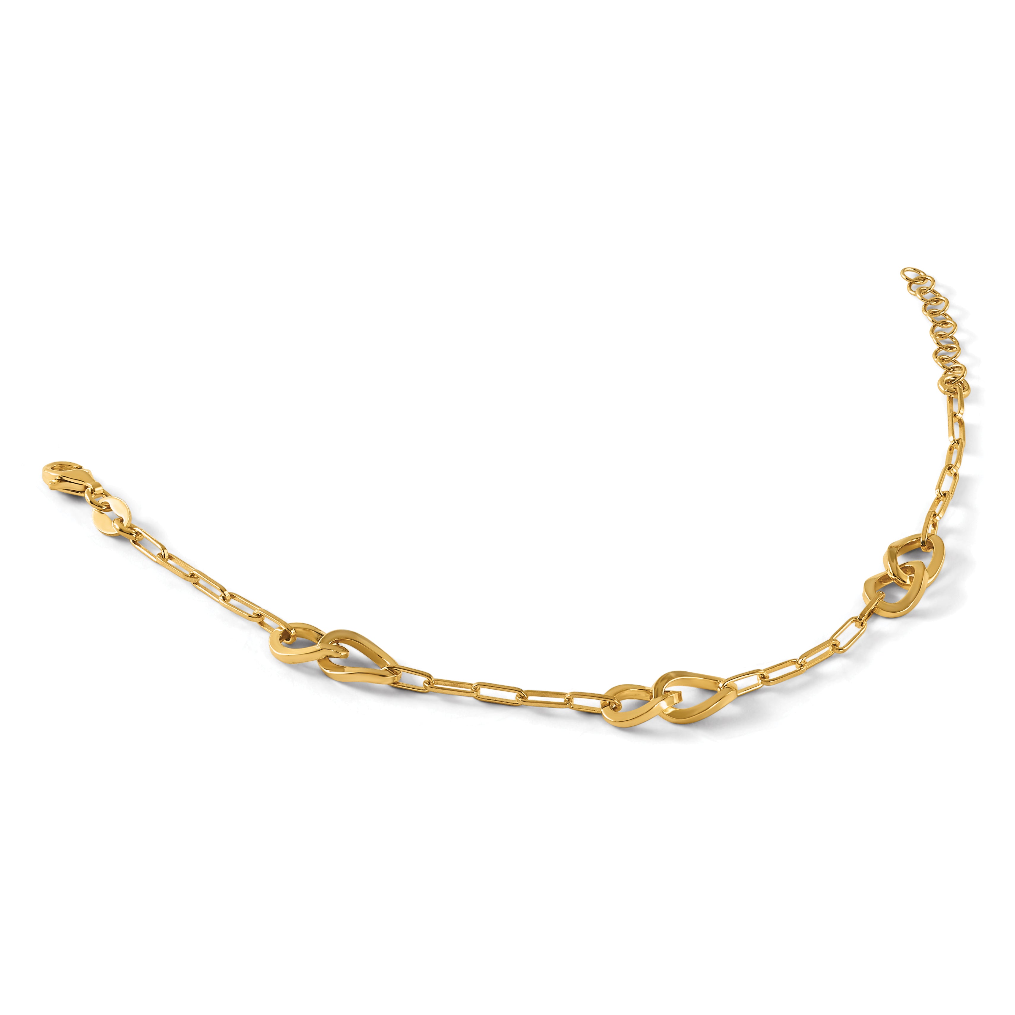 Sterling Silver Gold-plated Fancy Link with 1in ext. Bracelet