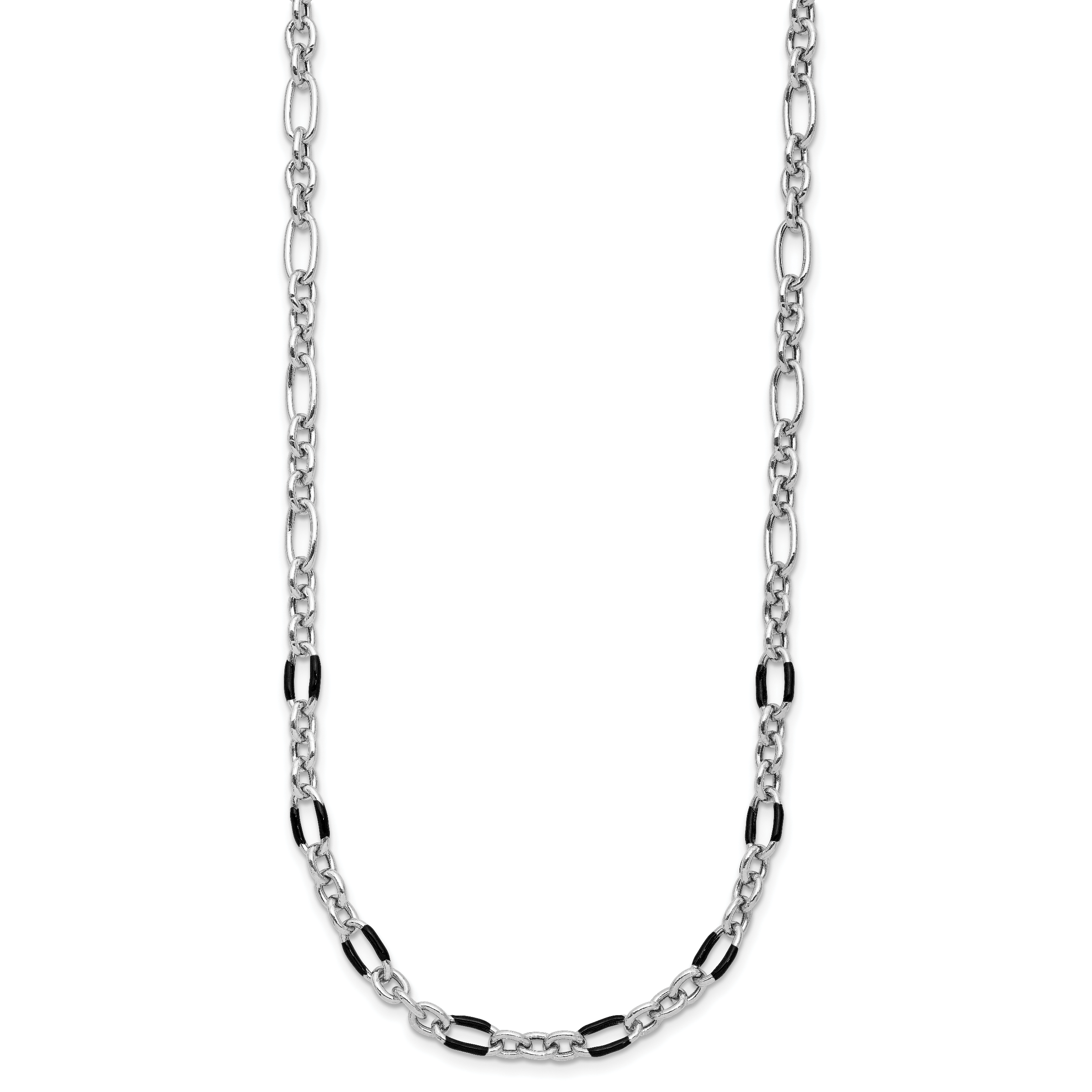 Sterling Silver Rhodium-plated w/Enamel Link w/2in ext. Necklace Secondary image