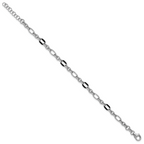 Sterling Silver Rhodium-plt w/Enamel Link with 1in ext. Bracelet