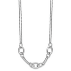 Sterling Silver Rhodium-plated Fancy Link with 2in ext. Necklace