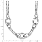 Sterling Silver Rhodium-plated Fancy Link with 2in ext. Necklace
