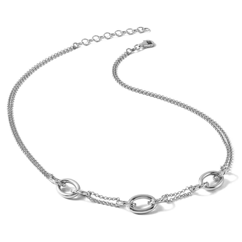 Sterling Silver Rhodium-plated Fancy Link with 2in ext. Necklace