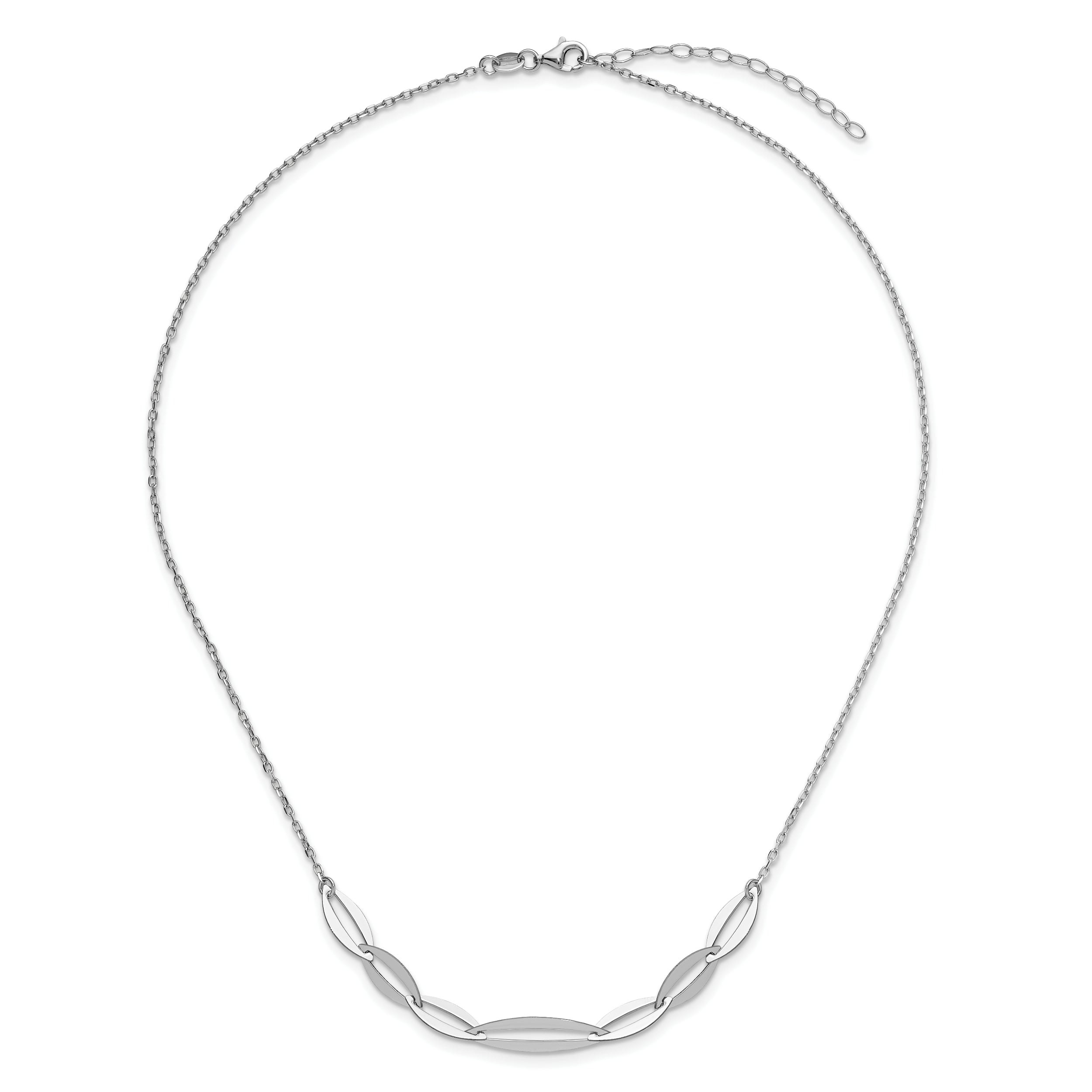 Sterling Silver Rhodium-plated with 1.5in ext. Necklace