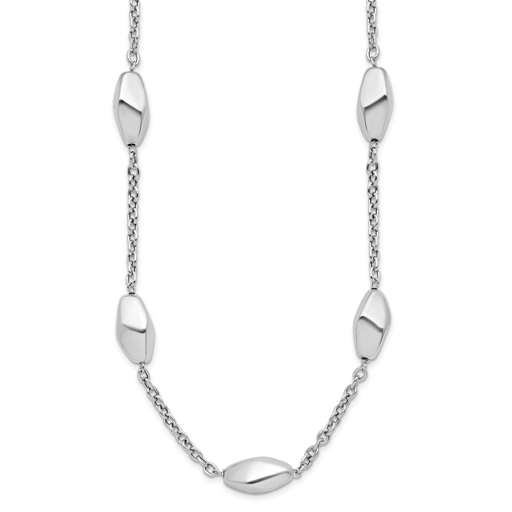 Sterling Silver Rhodium-plated Polished with 1.5in ext. Necklace