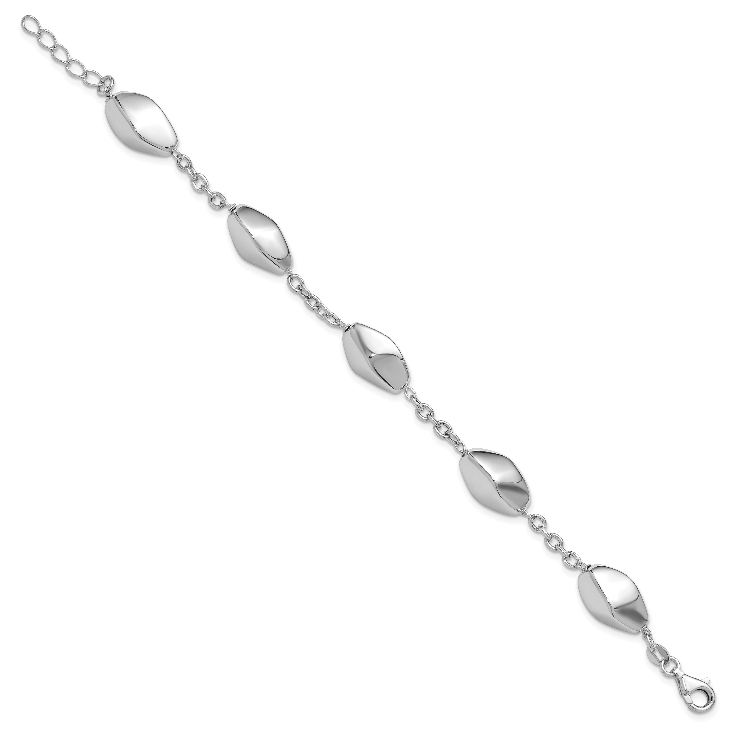 Sterling Silver Rhodium-plated Polished with .75in ext. Bracelet Secondary image