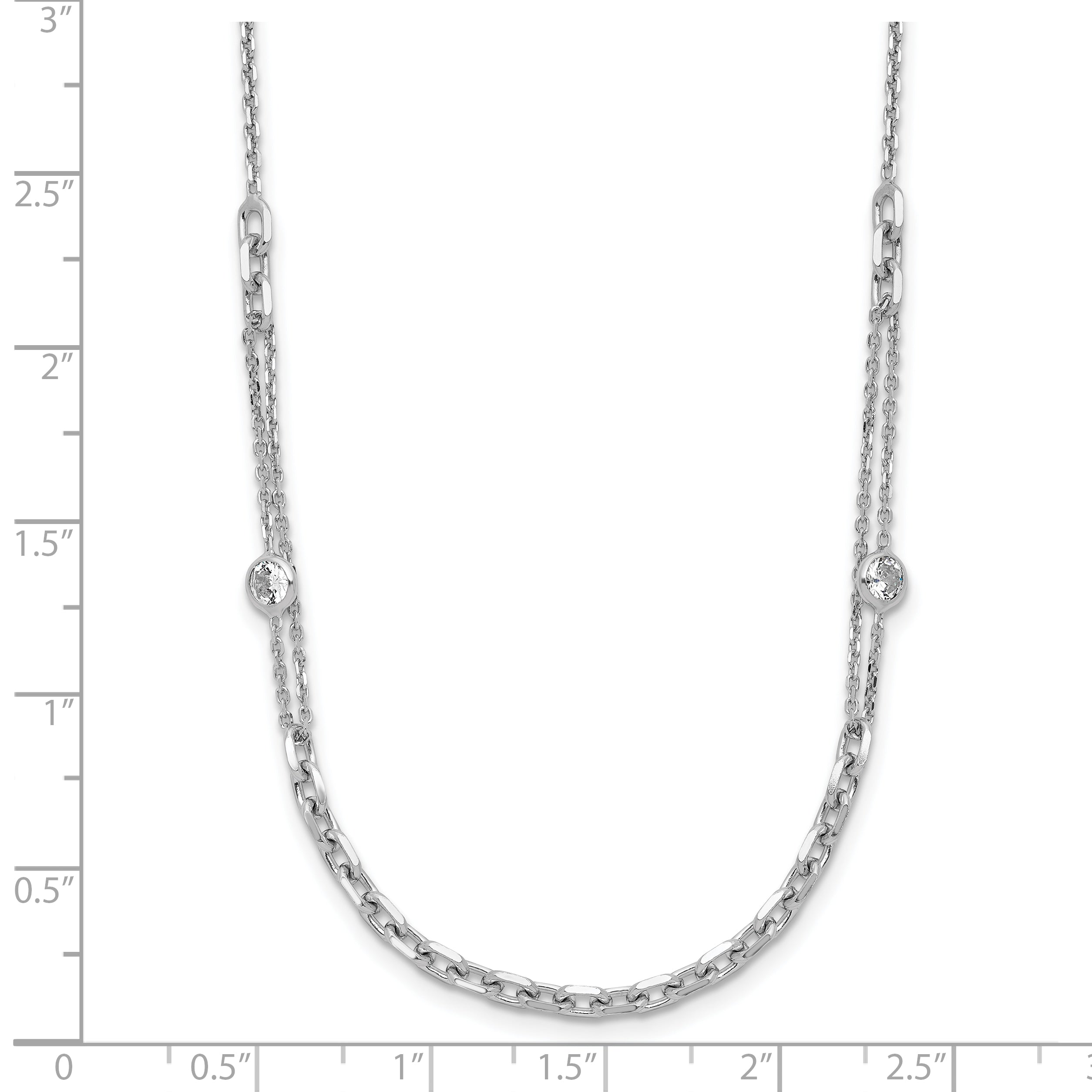 Sterling Silver Rhodium-plated CZ with 2in ext. Necklace