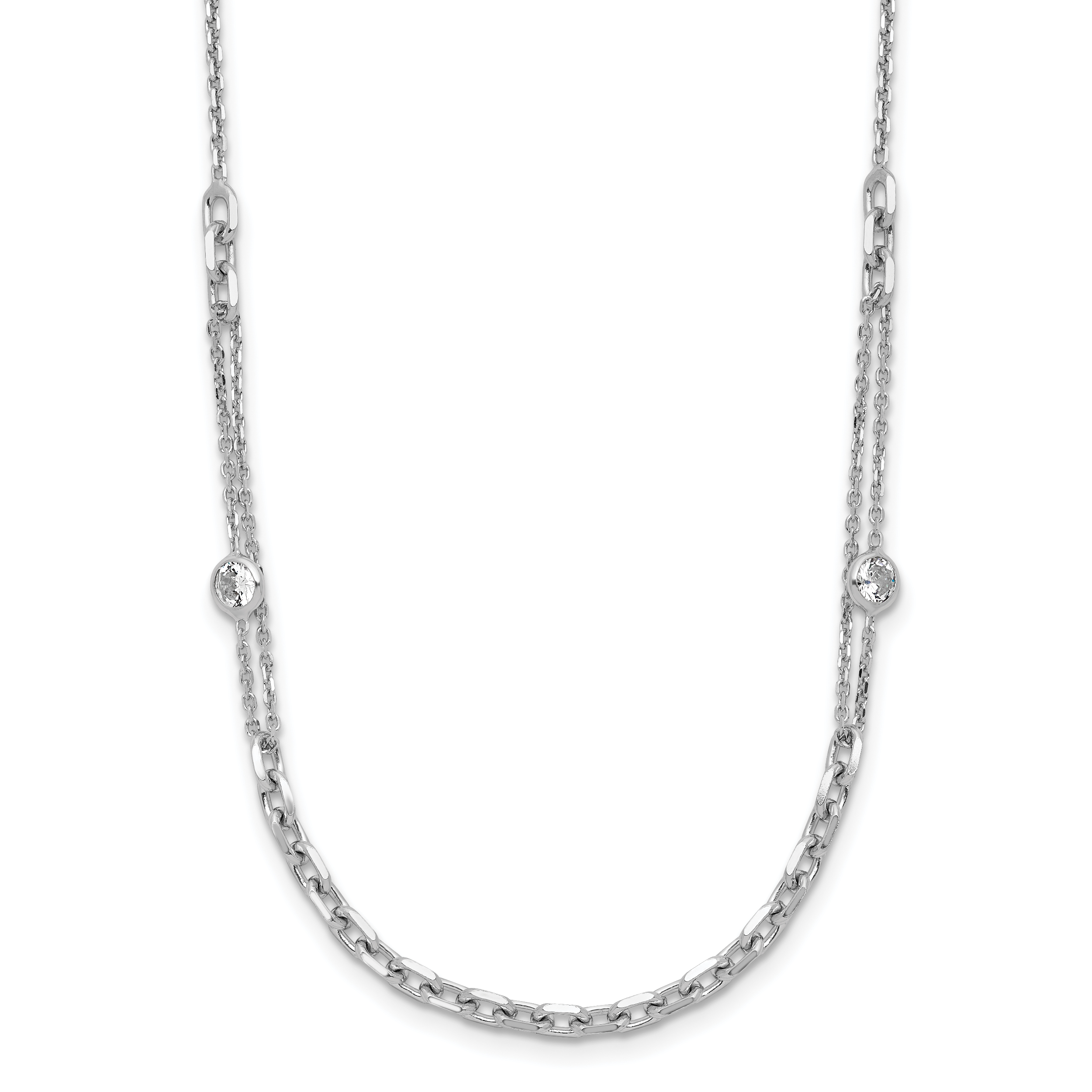 Sterling Silver Rhodium-plated CZ with 2in ext. Necklace Main image