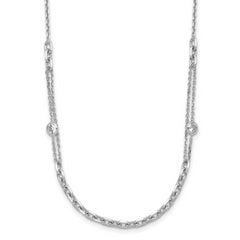 Sterling Silver Rhodium-plated CZ with 2in ext. Necklace