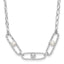 Sterling Silver Rh-plated CZ and Crystal Pearl w/2in ext. Necklace