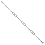 Sterling Silver Rh-plated CZ and Crystal Pearl w/1in ext. Bracelet