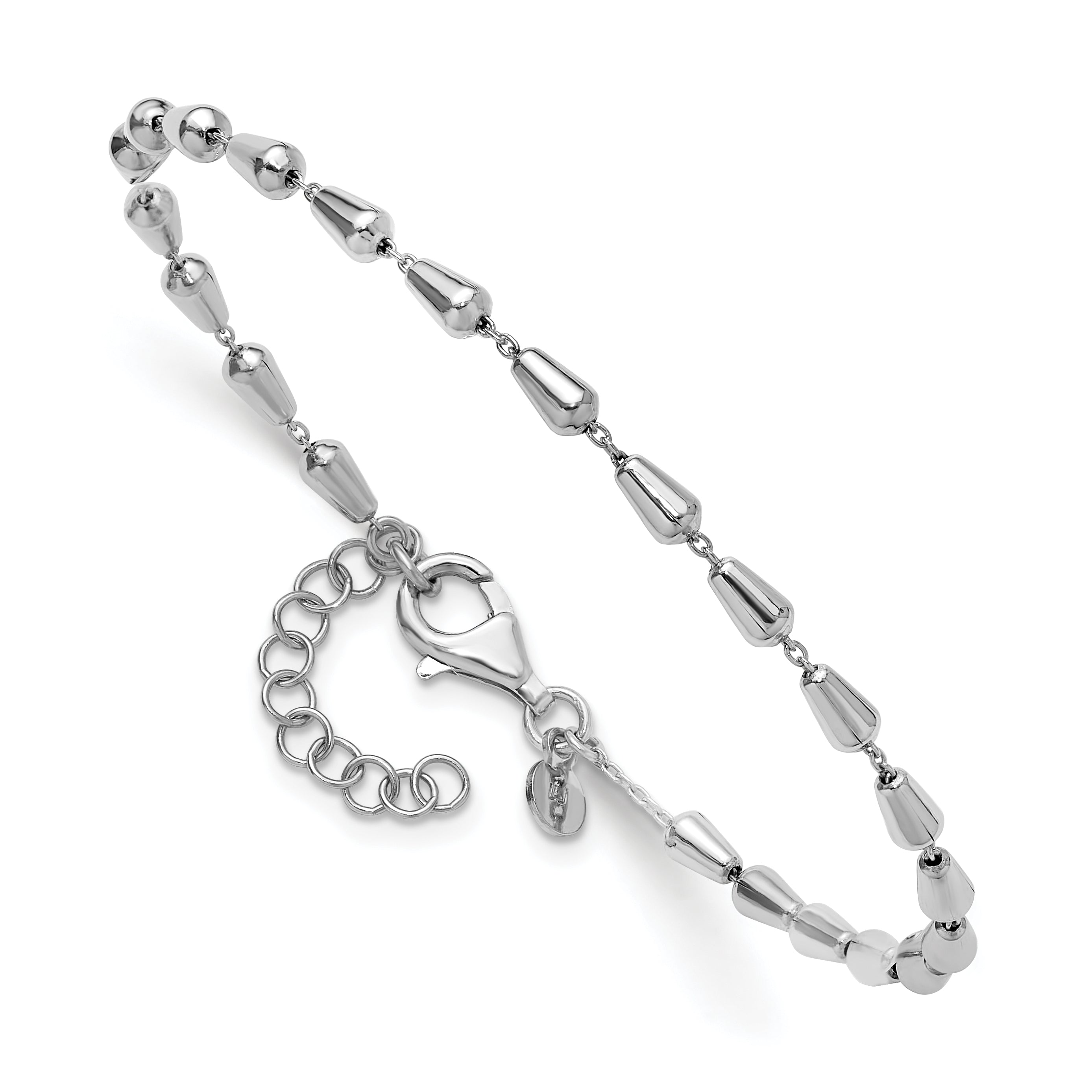 Sterling Silver RH-plated Polished 7in w/ 1in ext. Bracelet