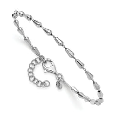 Sterling Silver RH-plated Polished 7in w/ 1in ext. Bracelet