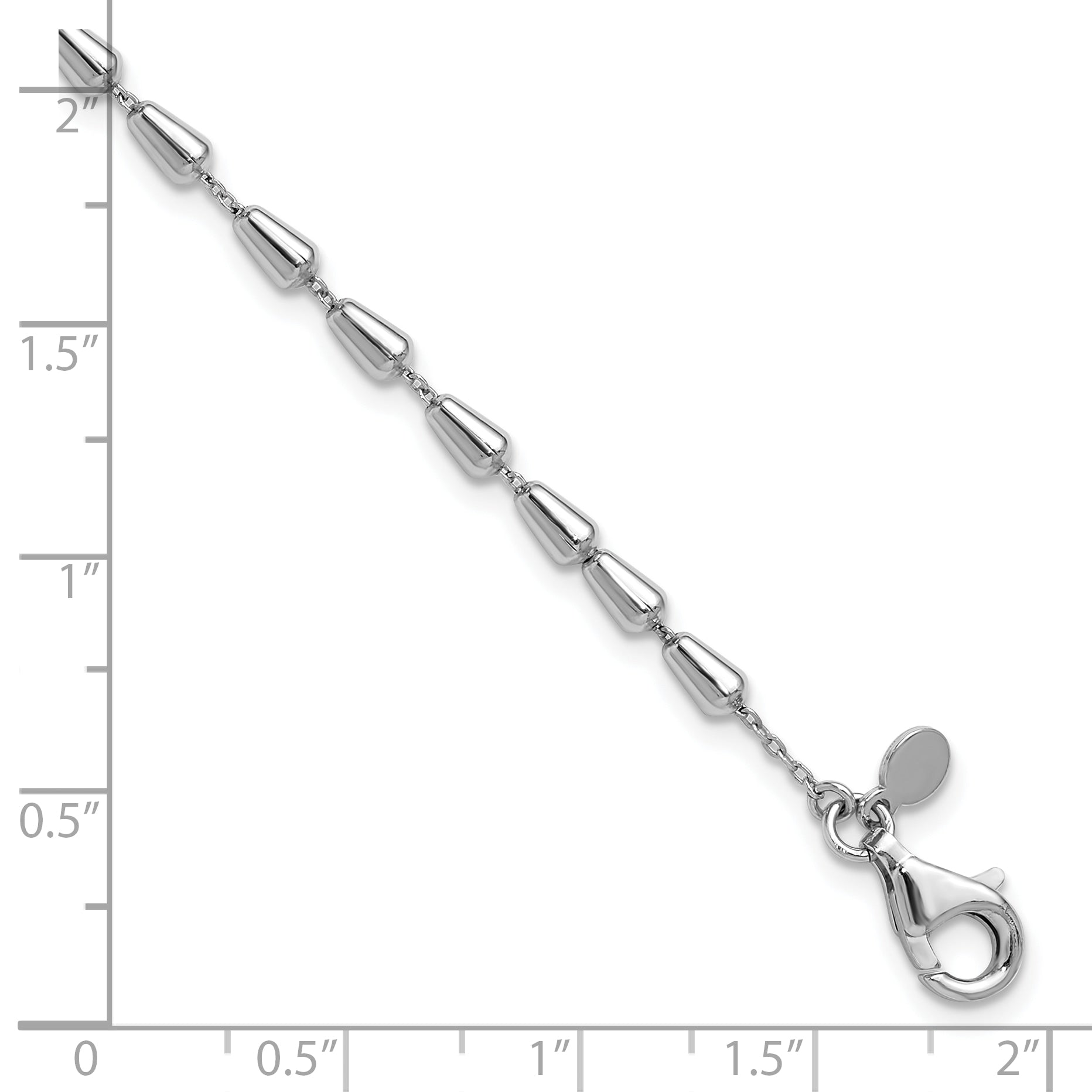 Sterling Silver RH-plated Polished 7in w/ 1in ext. Bracelet
