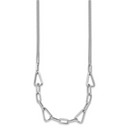 Sterling Silver RH-pl Pol. Geometric 2-strand w/2in ext. Necklace