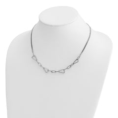 Sterling Silver RH-pl Pol. Geometric 2-strand w/2in ext. Necklace