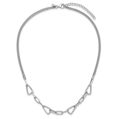 Sterling Silver RH-pl Pol. Geometric 2-strand w/2in ext. Necklace