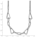 Sterling Silver RH-pl Pol. Geometric 2-strand w/2in ext. Necklace