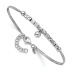 Sterling Silver RH-plat Pol. Fancy 2-strand w/1in ext. Bracelet