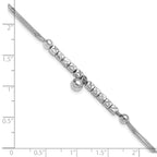 Sterling Silver RH-plat Pol. Fancy 2-strand w/1in ext. Bracelet