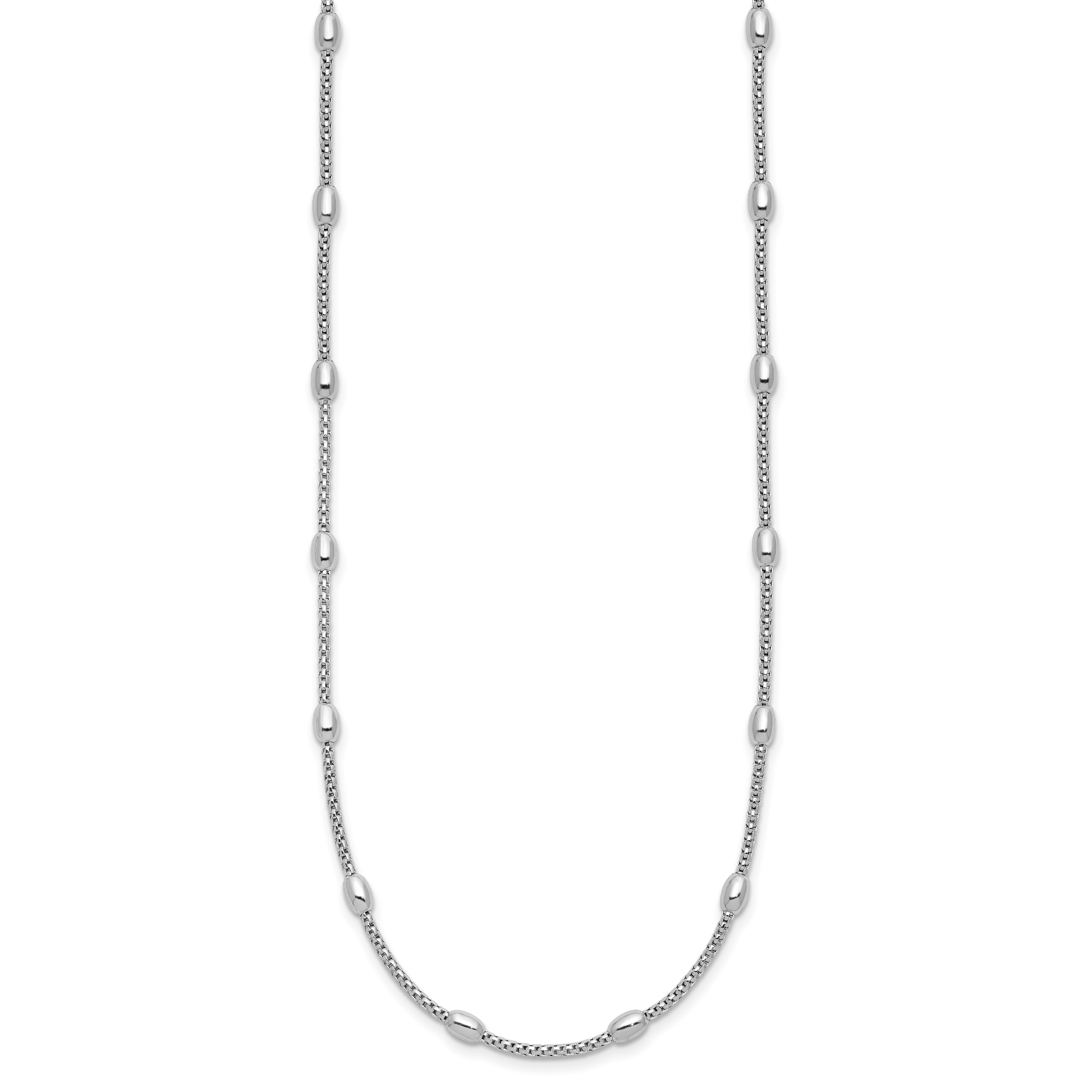 Sterling Silver RH-plated Fancy Bead  w/2in ext. Necklace