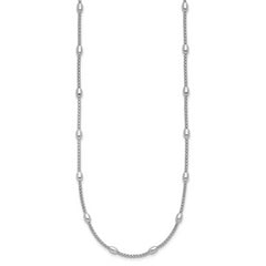 Sterling Silver RH-plated Fancy Bead  w/2in ext. Necklace