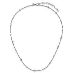 Sterling Silver RH-plated Fancy Bead  w/2in ext. Necklace