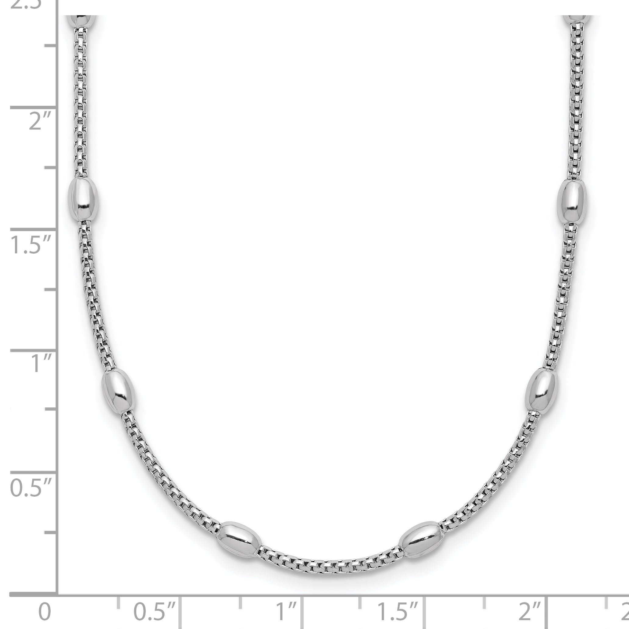 Sterling Silver RH-plated Fancy Bead  w/2in ext. Necklace