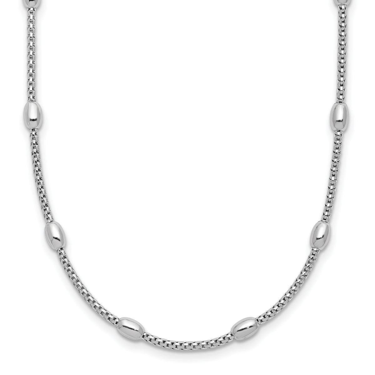 Sterling Silver RH-plated Fancy Bead  w/2in ext. Necklace