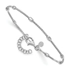 Sterling Silver RH-plated Fancy Bead  w/1in ext. Bracelet