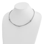 SS RH-plated Polished 2-strand Bead w/2.25in ext. Necklace
