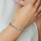 SS RH-plated Polished 2-strand Bead w/1in ext. Bracelet